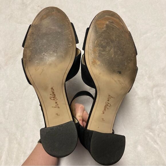 Sam Edelman Orlane Black Block Sandal Heels Suede Leather Size 9.5 - Picture 11 of 14
